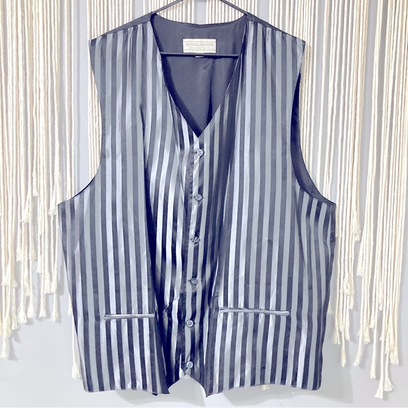 Men’s Natural Exchange Alexander Lloyd Striped Vest Size XLT Black & Silver - Picture 1 of 11